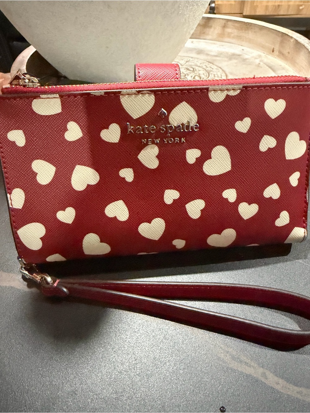 kate spade new york long wallet -- RED all-over pattern ladies